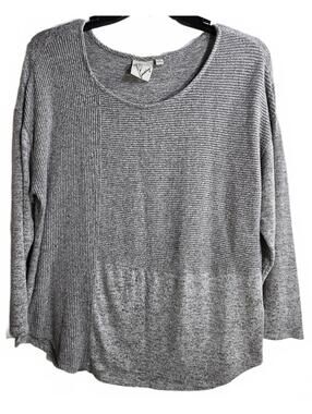 Janet Chung Gray Patchwork Knit Sweater Plus Size 1X